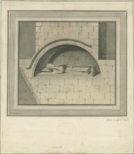 Elford Church - "The Stanley Monument": akvarelltegning, nd [?1700-tallet] av Moses Griffiths