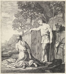 Vaskekvinne og hyrde ved en bekk