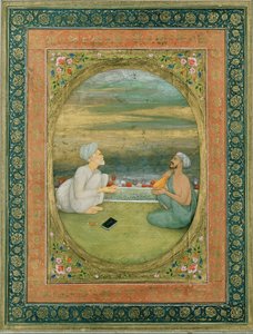 En mulla og en musiker, ca. 1640-1650 av Mughal School
