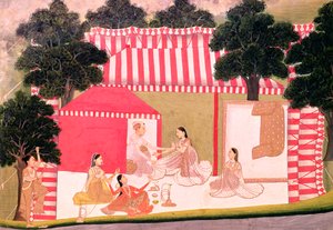 En prins og hans harem av Mughal School