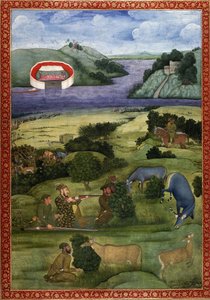 En prins og ledsagere som jakter på svartbukk, ca. 1670-80 av Mughal School