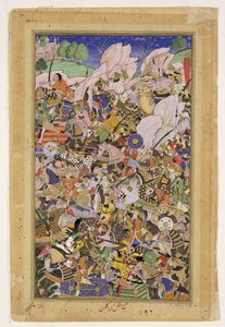 Slaget ved Bundi, fra Akbarnama, ca. 1590