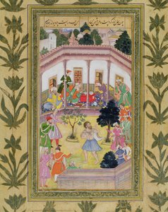 Forstyrrelse av en gal på en sosial sammenkomst, fra Small Clive Album (ugjennomsiktig wc på papir) av Mughal School