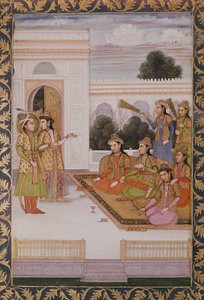 Joseph presenterte for konene til Mizr av Zuleika, Potifars kone, episode fra det populære persiske diktet Yusuf and Zulaikha av Jami (1414-92) ca. 1780 av Mughal School