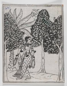 Kamod Ragini, 1605-1610 (blekk på papir) av Mughal School