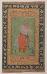 Raja Man Singh I av Amber, ca. 1590 (blekk, ugjennomsiktig akvarell og gull på papir) av Mughal School