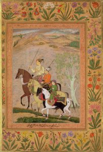 Tre prinser på jakt, ca. 1635 av Mughal School