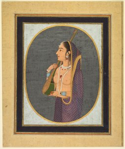 Hofdame singt und spielt die Vina, um 1760 von Muhammad Riza-i Hindi