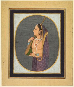 Hofdame som synger og spiller vina, ca. 1760.