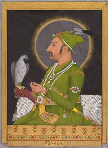 Posthumt portrett av Mughal-keiseren Muhammad Shah (regjerte 1719-1748) som holder en falk (recto)