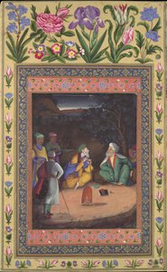A Nighttime Gathering, Folio fra Davis Album, datert 1664-65. av Muhammad Zaman