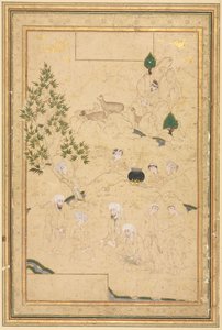 Piknik i fjellene, illustrasjon på én side, ca. 1550-1600. av Muhammadi
