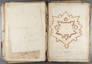 Portefølje med tegninger av Mutio Oddi fra Urbino og andre - Po Fume, ca. 1635-40 (penn og blekk på papir i innbundet volum)