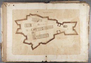 Portefølje med tegninger av Mutio Oddi fra Urbino og andre - Port of Fuentes, ca. 1635-40 (penn og blekk på papir i innbundet volum)