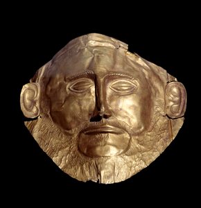 Begravelsesmaske i mykensk gull (av Mykene) kjent som "Mask of Agamemnon""