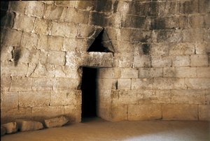 Mycene sted: inngang til graven til Agamemnon kalt "Tresor d