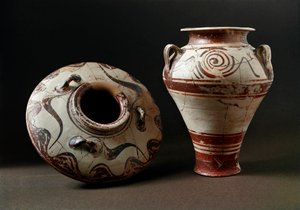 Mykensk kunst: keramiske vaser. 1400 f.Kr. Athenes, Musee de l