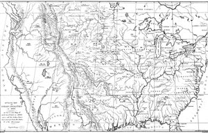 Kart over Nord-Amerika med plasseringer av indianerstammer, 1841.