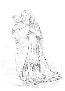 Indiansk kvinne og baby. av Myers and Co