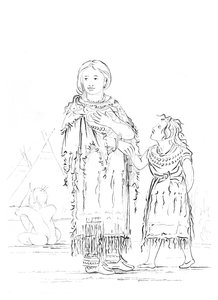 Indiansk kvinne og barn, 1841.