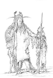 Portrett av Eagle Ribs, indianermann, 1841. av Myers and Co