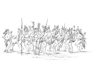 Sioux-stammen fremfører en tiggerdans, 1841.
