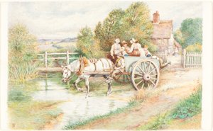 Barn i en vogn av Myles Birket Foster