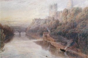 Durham Castle (akvarell på papir) av Myles Birket Foster