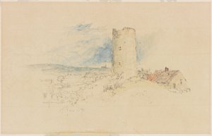 Old Windmill on Windmill Hills, Gateshead (blyant og akvarell på papir (limt om bord)) av Myles Birket Foster