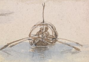 En av en gruppe på tre studier av gondoler av Myles Birket Foster
