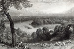 Themsen fra Richmond Hill, gravert av J. Saddler, trykt av Cassell, Petter und Galvin av Myles Birket Foster