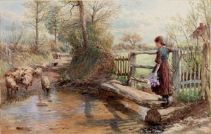 Utsikt i Surrey, ca 1863-1890 (Akvarell og gouache) av Myles Birket Foster