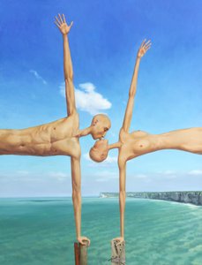 Et surrealistisk kyssende par