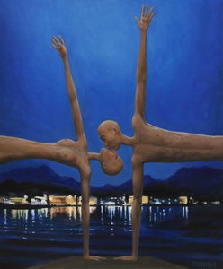 Surrealistisk nattlig omfavnelse