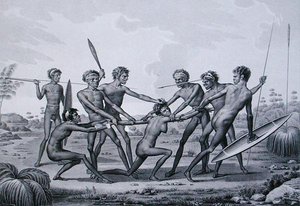 Port Jackson, New Holland: Aboriginal pre-marriage seremoni, fra 