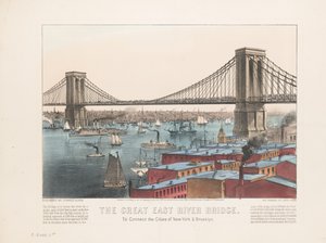 Den store East River-broen: for å forbinde byene New York og Brooklyn, ca. 1872