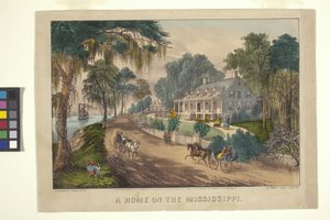 A Home On The Mississippi (håndfarget litografi)