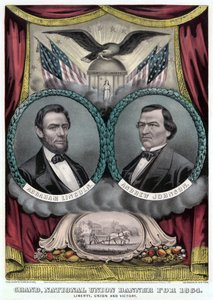Grand National Union Banner for 1864 (fargelitografi) av Currier and Ives