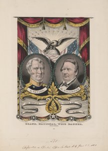 Grand National Whig-banner, ca. 1848 (fargelitografi) av Currier and Ives