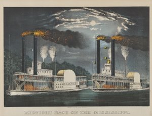 Midnattsløp på Mississippi av Currier and Ives