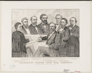 President Hayes og hans kabinett, ca. 1877 (litho) av Currier and Ives