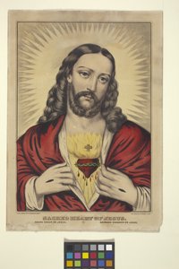 Sacred Heart Of Jesus (håndfarget litografi)