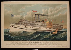 Den store nye dampbåten Pilgrim, den største i verden. Flaggskipet til Fall River-linjen – som går mellom New York og Boston via Newport og Fall River.