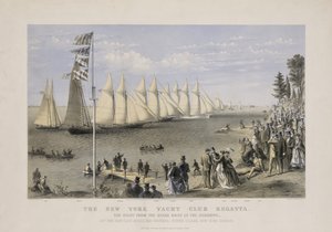 The New York yacht club regatta, ca. 1869 (fargelitografi) av Currier and Ives