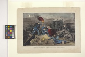 Natten etter slaget (håndfarget litografi)