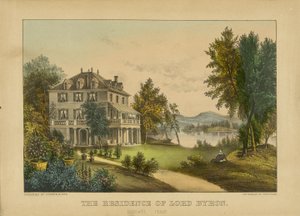 The Residence of Lord Byron (håndfarget litografi) av Currier and Ives