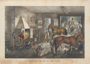 "Trotting Cracks" ved Forge av Currier and Ives