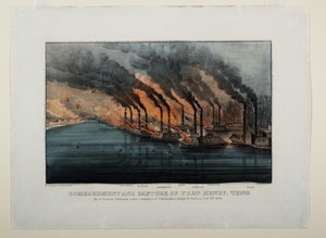 Bombardement og fangst av Fort Henry, Tenn, ca. 1862 av N. and Ives, J.M. Currier