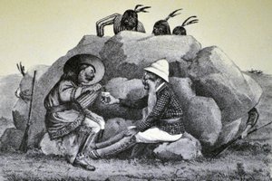 Currier & Ives Illustrasjon 1800-tallet. En hylende dønning på krigsstien av N. and Ives, J.M. Currier