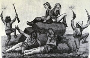 Currier & Ives Illustrasjon 1800-tallet. A Howling Swell - on the War Path (originaltegning av Thomas Worth, som originaltrykket ble laget av) av N. and Ives, J.M. Currier